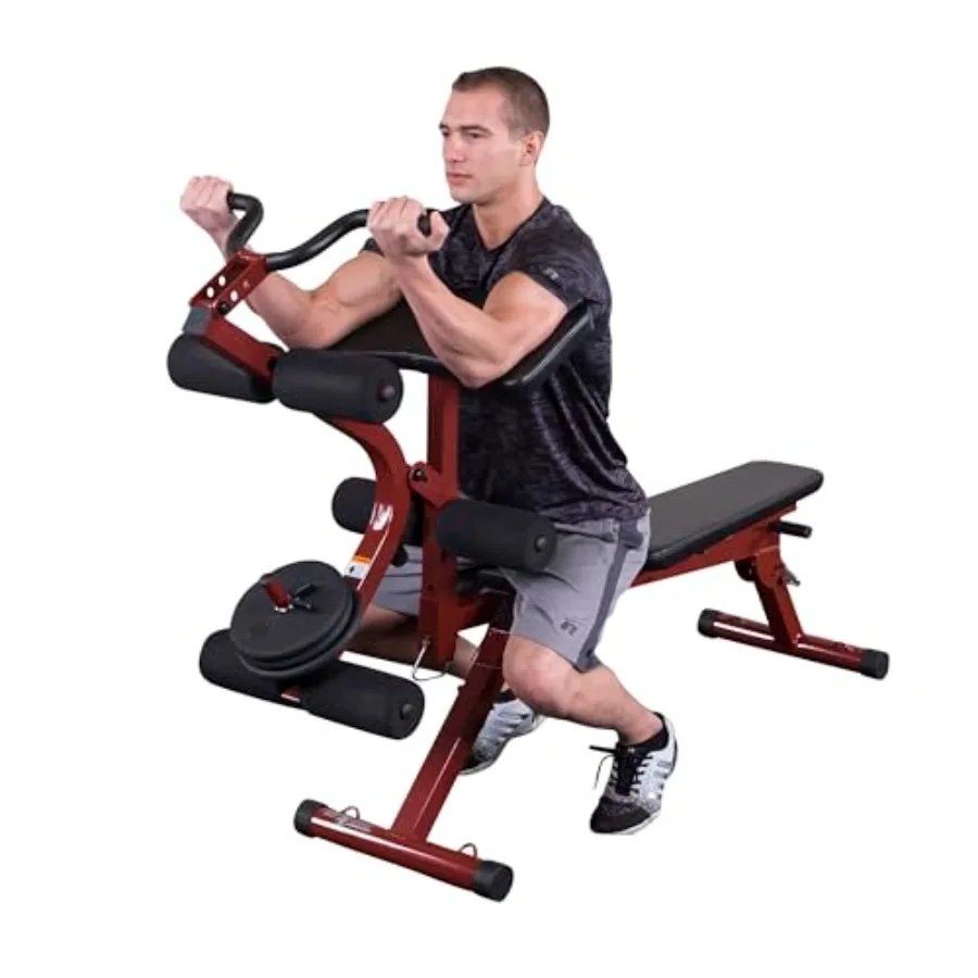 

Плоская регулируемая весовая скамья с предотвращающим ударам, удлинителем ног, насадкой для сгибания ног для домашнего спортзала, складная тяжелая атлетика с наклоном