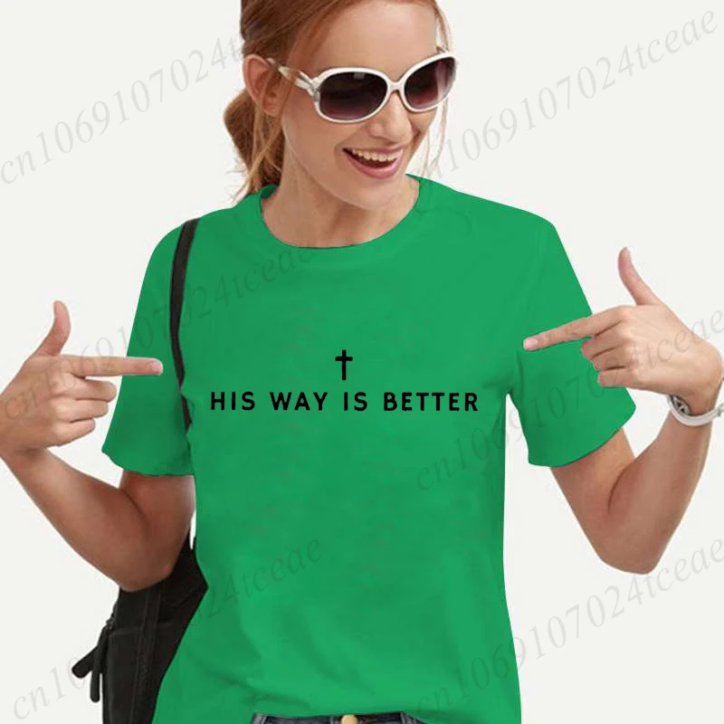 تي شيرت مسيحي من His Way Is Better للرجال والنساء كاجوال بأكمام قصيرة جرافيك تي شيرت كريستيان يسوع مطبوع ملابس صيفية مضحكة #4