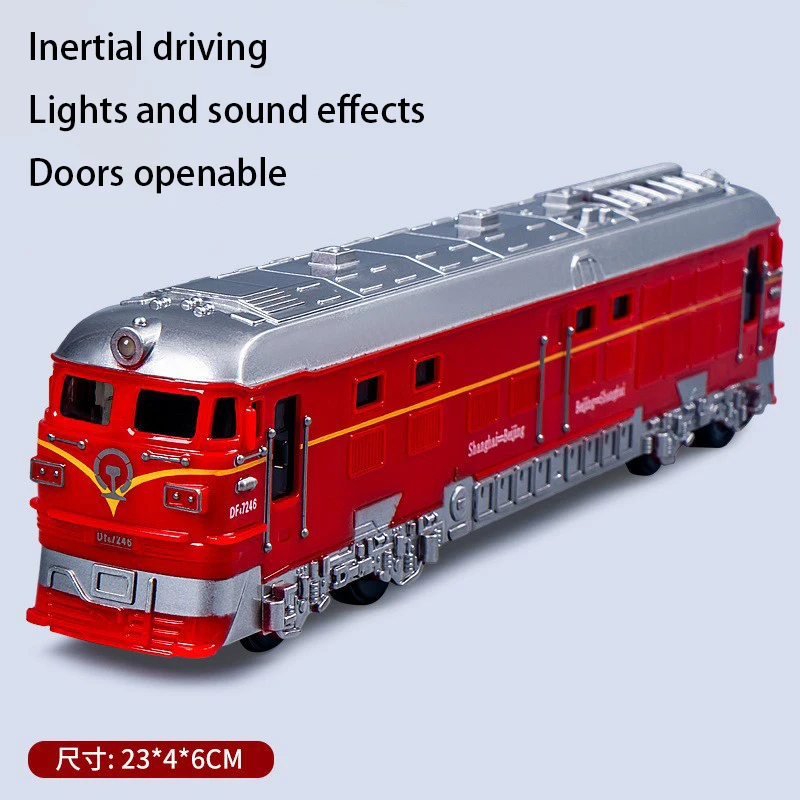 Treno verde retrò Giocattolo per bambini Simulazione Treno Inerzia Guida con luci sonore Treno Giocattolo Modello Ragazzo Gioco Auto Può aprire la porta