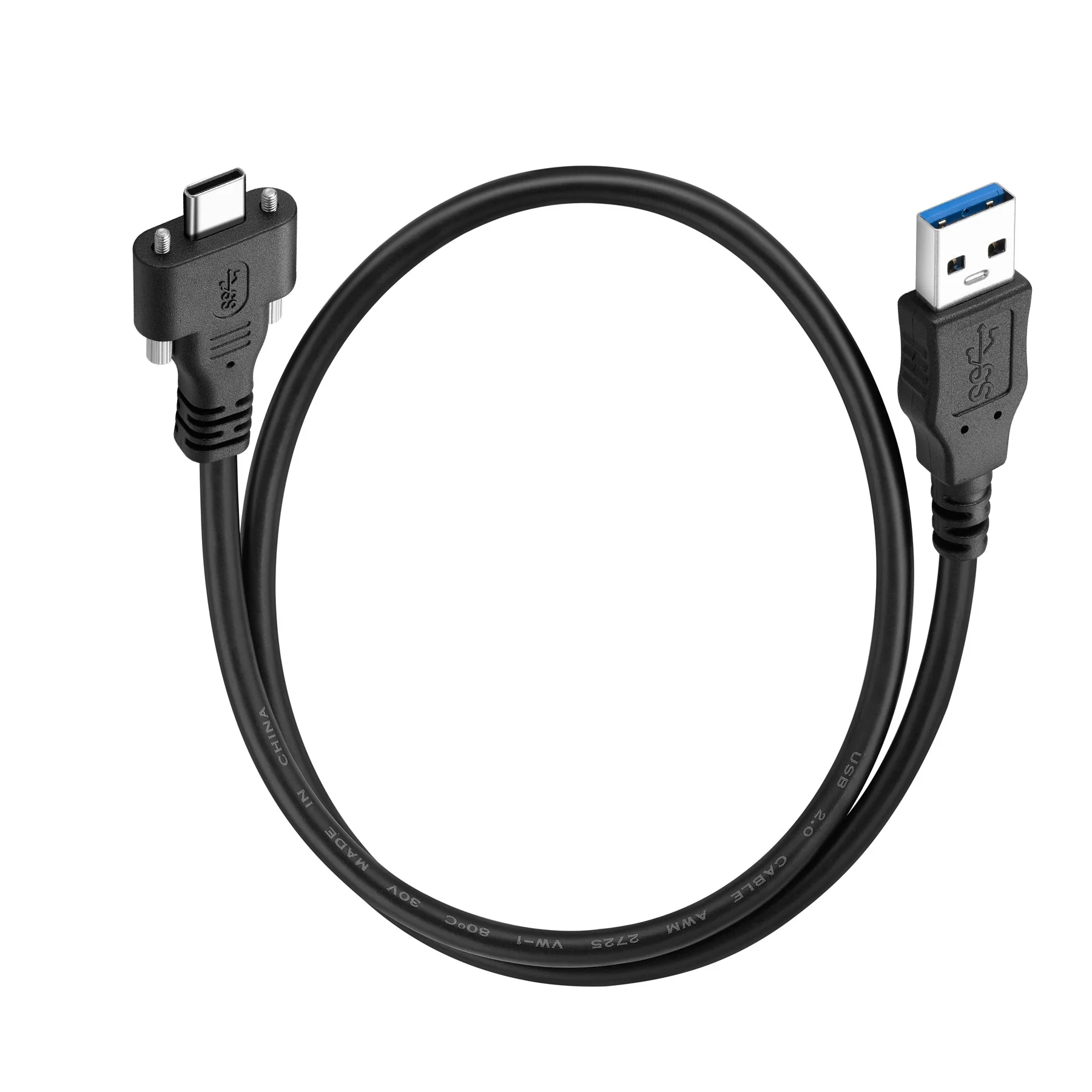 كابل بيانات ذكر Bochara USB 3.0 من النوع A إلى النوع C 3.0 مع حامل لوحة لولبية محمي مزدوج للهواتف الذكية والكمبيوتر اللوحي