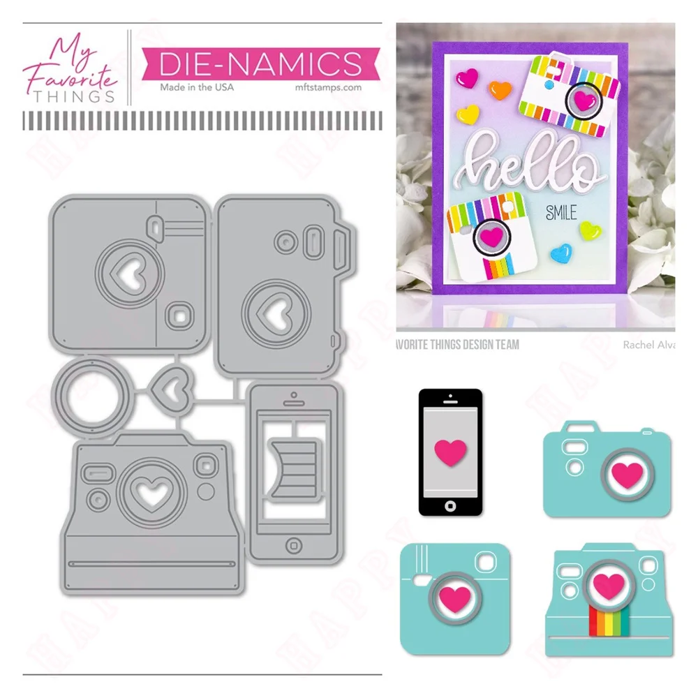 

2024 new Clear Stamps and Metal Cutting Dies Cute Cameras 2 Die Sets for DIY Craft Making Greeting Card Scrapbooking Decoration