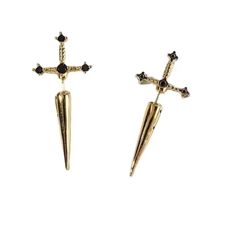 1Pair Creative Gothic Sword Earrings for Women Fashion Vintage Crystal Dagger Earrings Girls Party Decoration