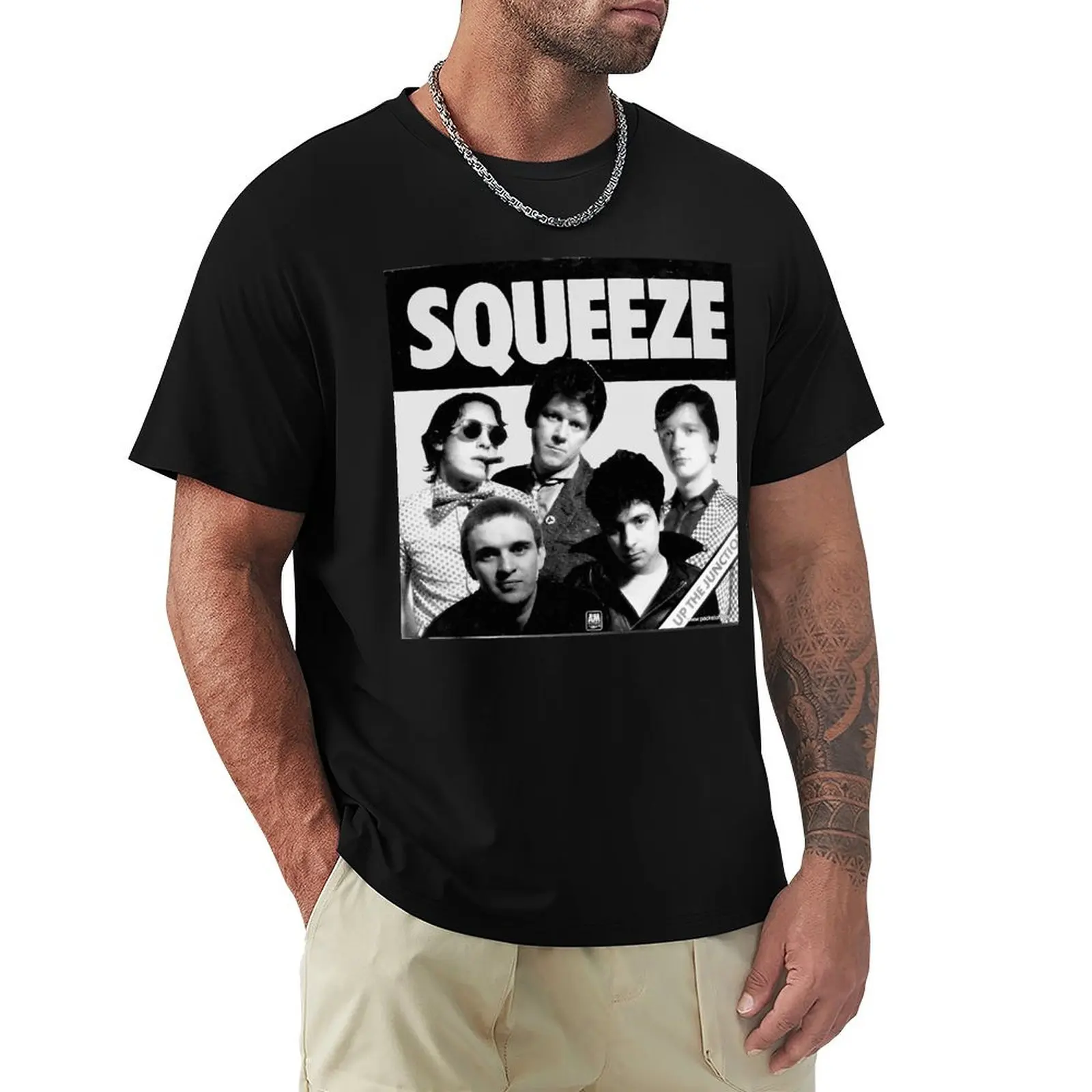 Retro Amazing Squeeze Rock Band Music Man T-Shirt Plus Size Loose Short Sleeve Top