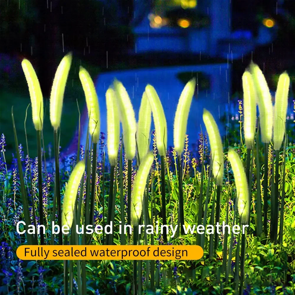 2025 جديد الشمسية مصباح ليد في الهواء الطلق شارع مصباح حديقة مقاوم للماء ذيل الكلب العشب الألياف البصرية الأرض التوصيل الخفيفة للمنزل الريفي