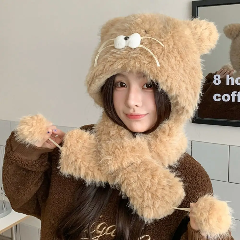 

Cute Ear Protection Hat Thickened Warm Knitted Winter Beanie Windproof Cartoon Cycling Balaclava Cycling