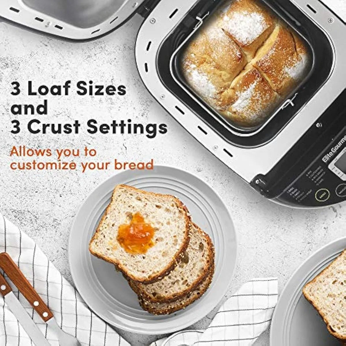 EBM8103B Programmable Bread Maker Machine 3 Loaf Sizes, 19 Menu Functions, 2 Lbs, Black | USA | NEW