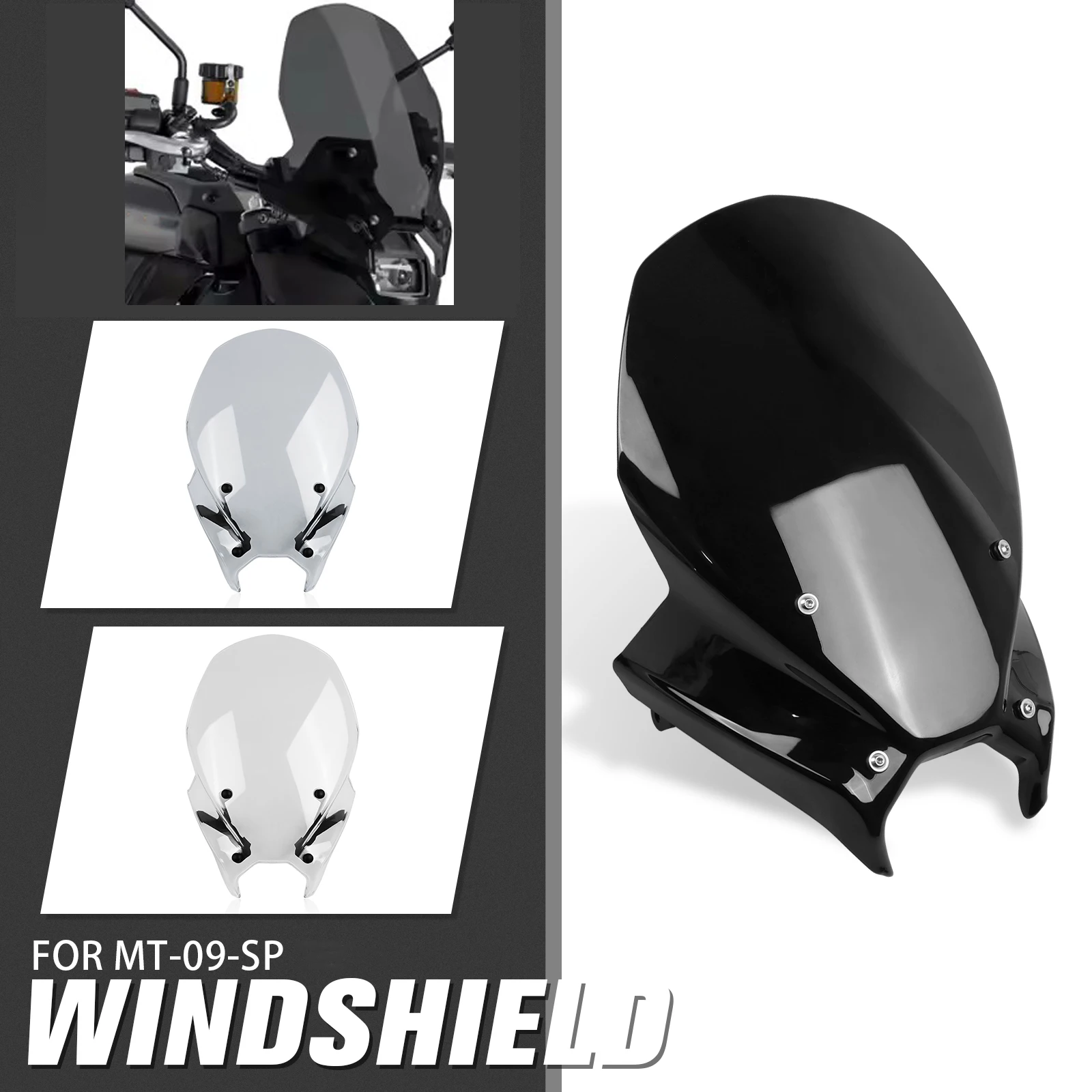 

For Yamaha MT-09 MT09 SP MT 09 2024 2025 Motorcycle Tall Windscreen Touring Wind Shield Visor Windshield Screen Wing Deflector