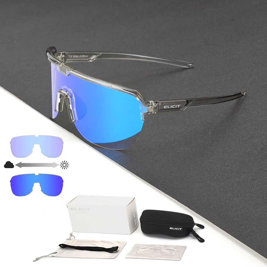 

ELICIT Photochromic Sunglasses Cycling Glasses Mountain Bike Road Eyewear MTB Bicycle Riding Outdoor Sports Men Women Goggles