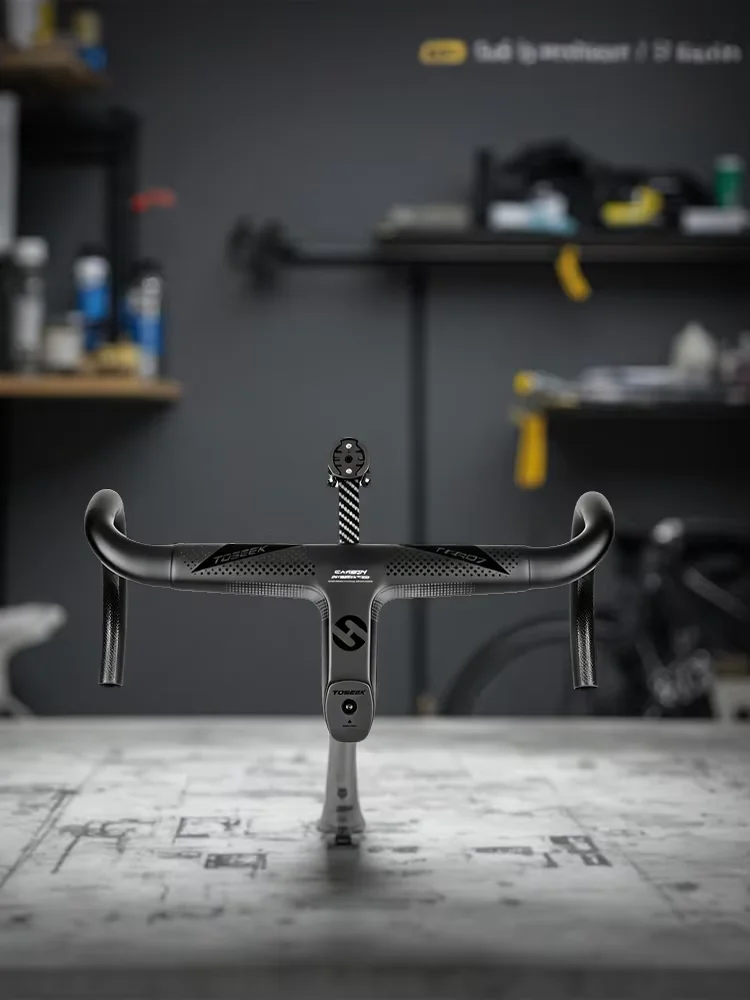 AliExpress TOSEEK TKR07 Carbon Bicycle Integrated Handlebar Road Bike Handlebars With Computer Holder Support OD1/OD2 Internal Cable