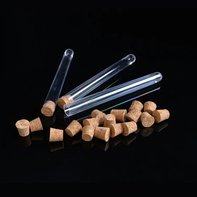 PS Plastic Test Tube with Cork 12 * 60/75/100 15 * 100/150 Children's Scientific Experiment Tube 18 Pcs