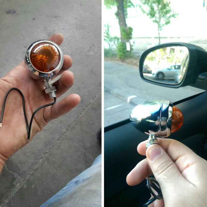 A21F-4Pc Chrome Motocicleta Turn Signal Light Led Lâmpada Do Motor Para Cafe Racer