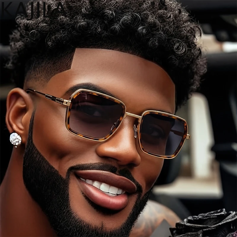 

Стильные поляризованные квадратные солнцезащитные очки в стиле стимпанк для мужчин 2026 года, модные металлические многоугольные очки с изменяющимся цветом, люксовый бренд