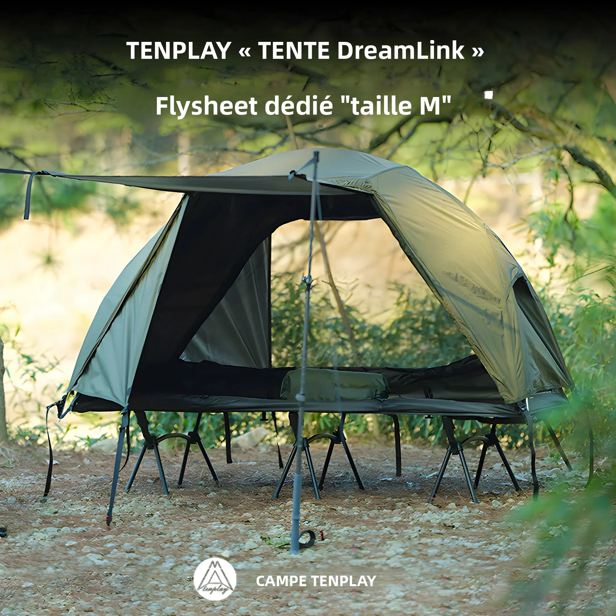 TENPLAY Feuille de tente de lit pour 1 personne (tente intérieure Must Match) – Nylon léger et imperméable de protection solaire, installation facile extensible