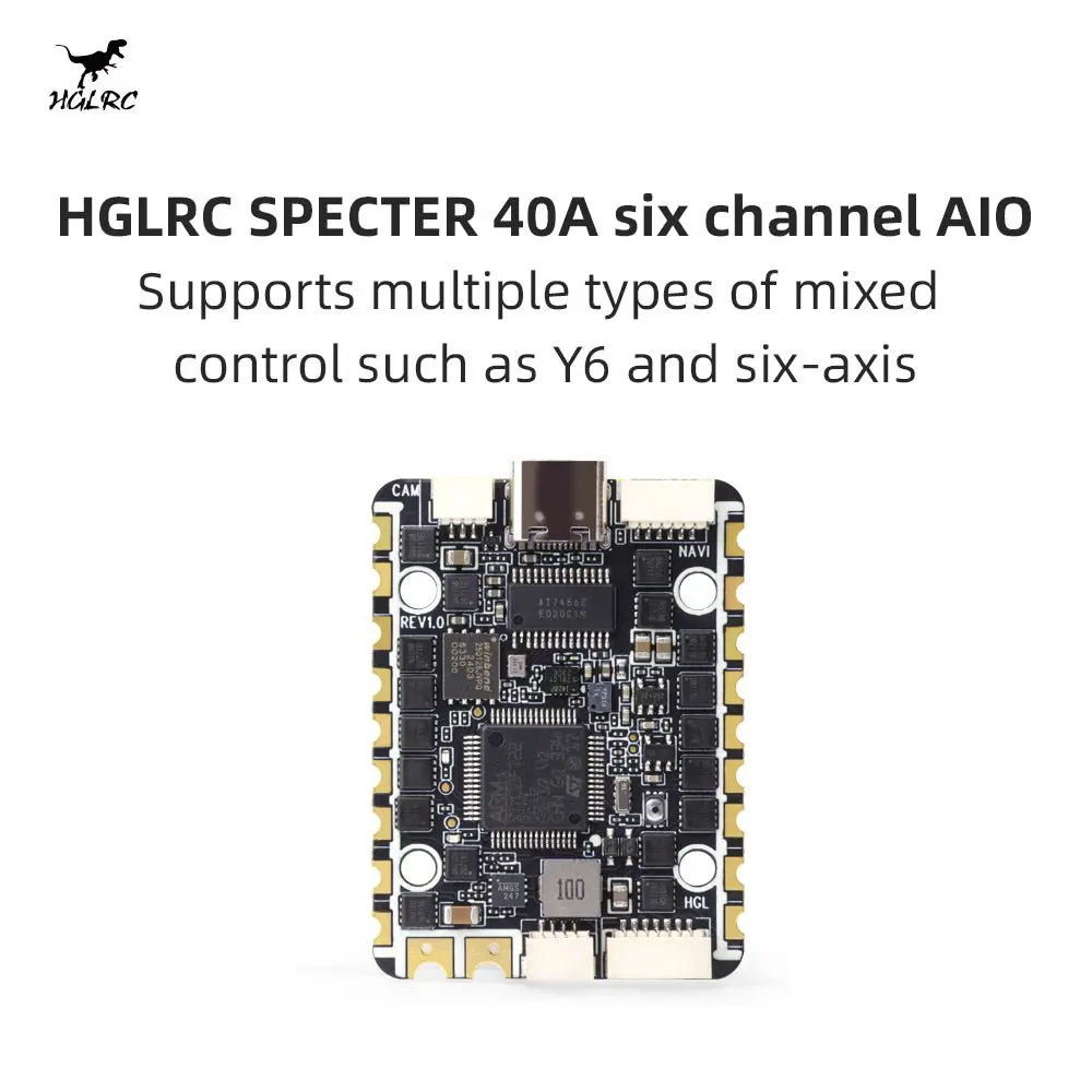 HGLRC Specter F722 40A 6CH AIO Flight Controller for FPV Racing Drone