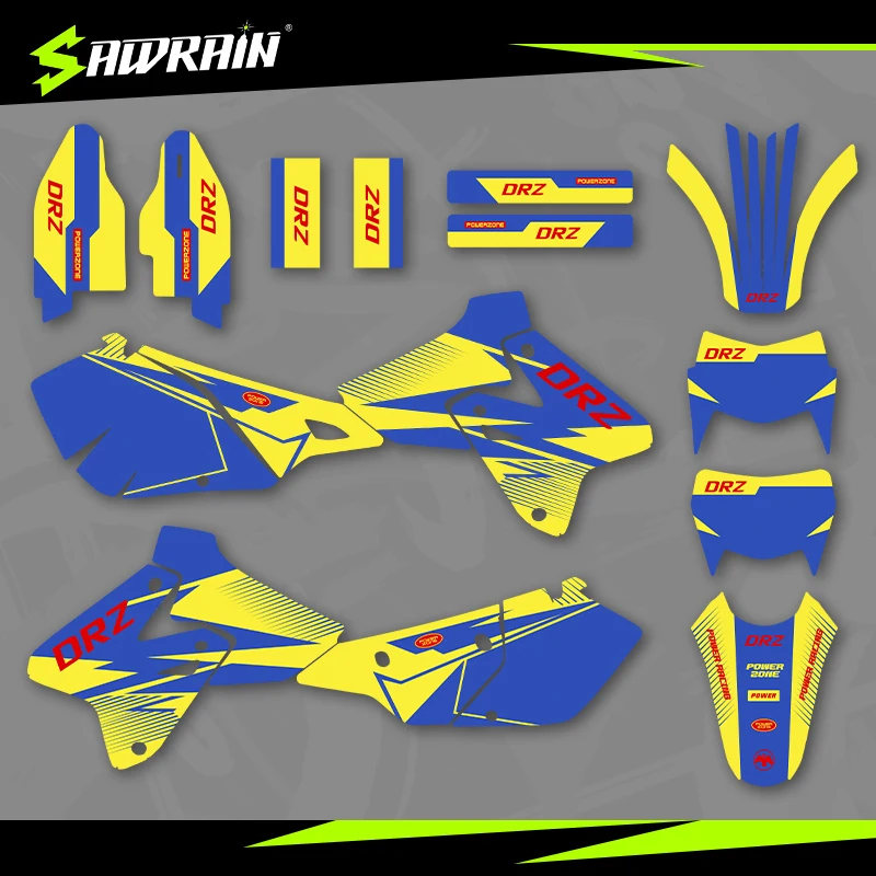 Sawrain Motorcycle Graphics Backgrounds Decal Stickers Kits for SUZUKI 99-22 DRZ400-S-SM-E 06