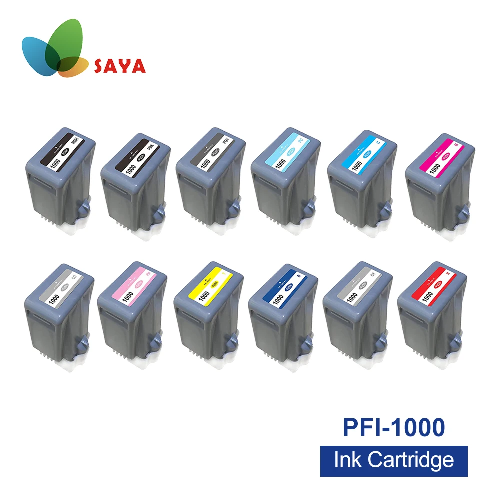 

Saya PFI-1000 PFI1000 Premium PFI 1000 Compatible Inkjet Ink Cartridge for Canon Imageprograf Pro-1000 Printer 12 Colors /set