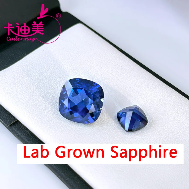 CADERMAY Hot Sale Cornflower Lab Grown Sapphire Loose Stone Cushion Shape DIY Fine Jewelry Making  Gemstones