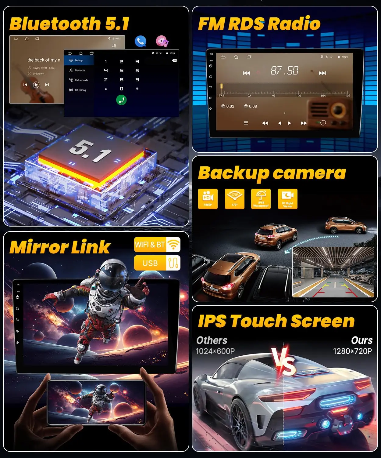 راديو ستيريو للسيارة مقاس 9 بوصة لسيارة Toyota Tacoma 2005-2015 CarPlay/Android Auto WiFi/GPS Navi/BT/FM راديو/SWC Fit J.B.L
