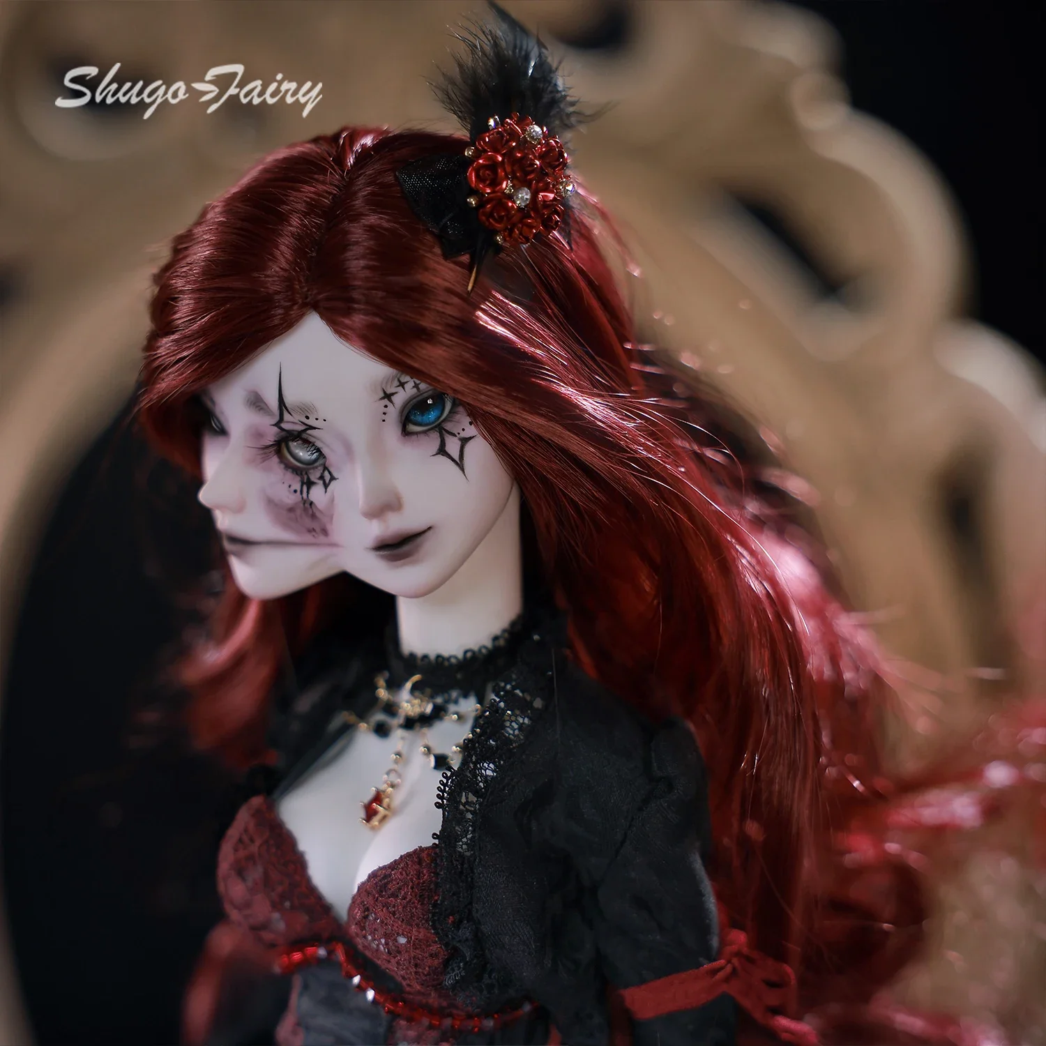 ShugaFairy Mio 1/4 Quadratic Element Doll BJD Resin Body Model Girls Gothic Horror Fullset with Two-faced Doll Head Joint Dolls