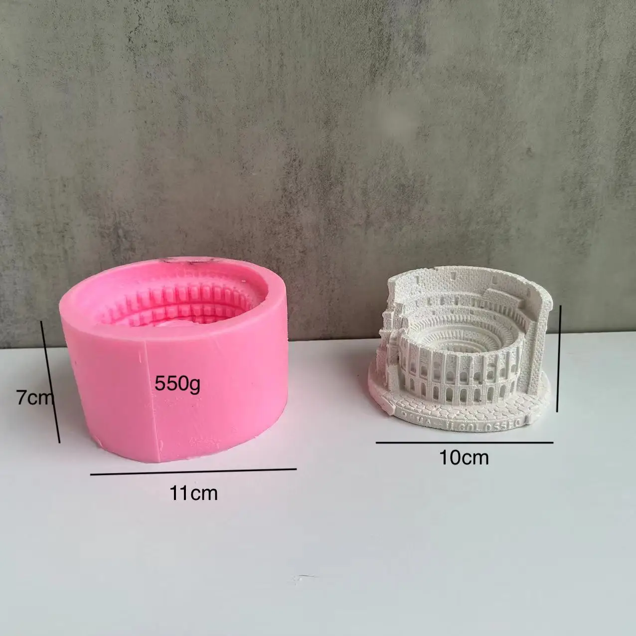 3D Round Concrete Building Mold for Cement Ashtray,Ancient Roman Colosseum Plaster Ornaments Cement Mold DIY Creative Home Decor