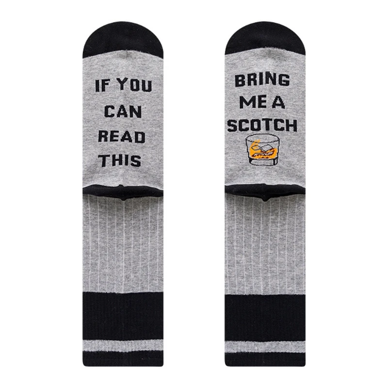 Novelty Contrast Color Striped Socks Funny Saying Read This Beer Wine Vodka Cotton Hosiery Gift