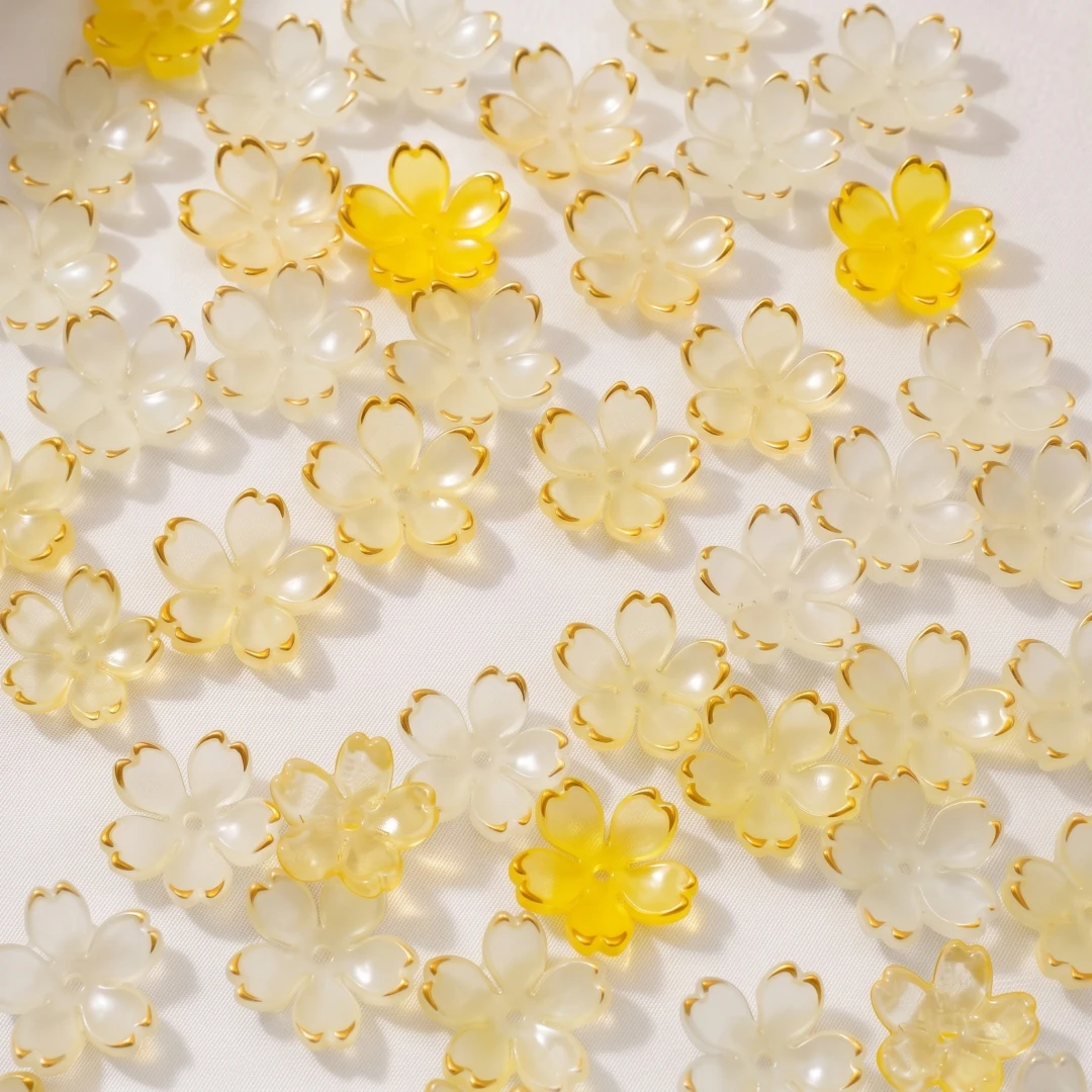 50 Stück Kirschblüten-Perlen, 5-Blütenblätter, Farbverlauf, Acryl-Blumenperlen, Mini-Abstandshalter, Haar-Accessoires für Armbänder, Ohrringe, Schmuckherstellung – Detail 8