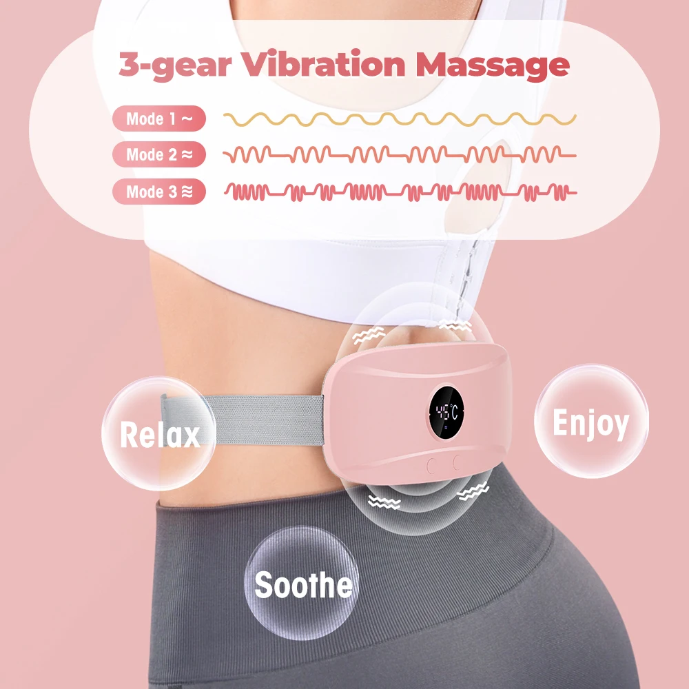 Electric Heating Pad Period Pain Relief Menstrual Heater Uterine Warm Belt Vibrating Waist Stomach Abdominal Massager Belt Mat