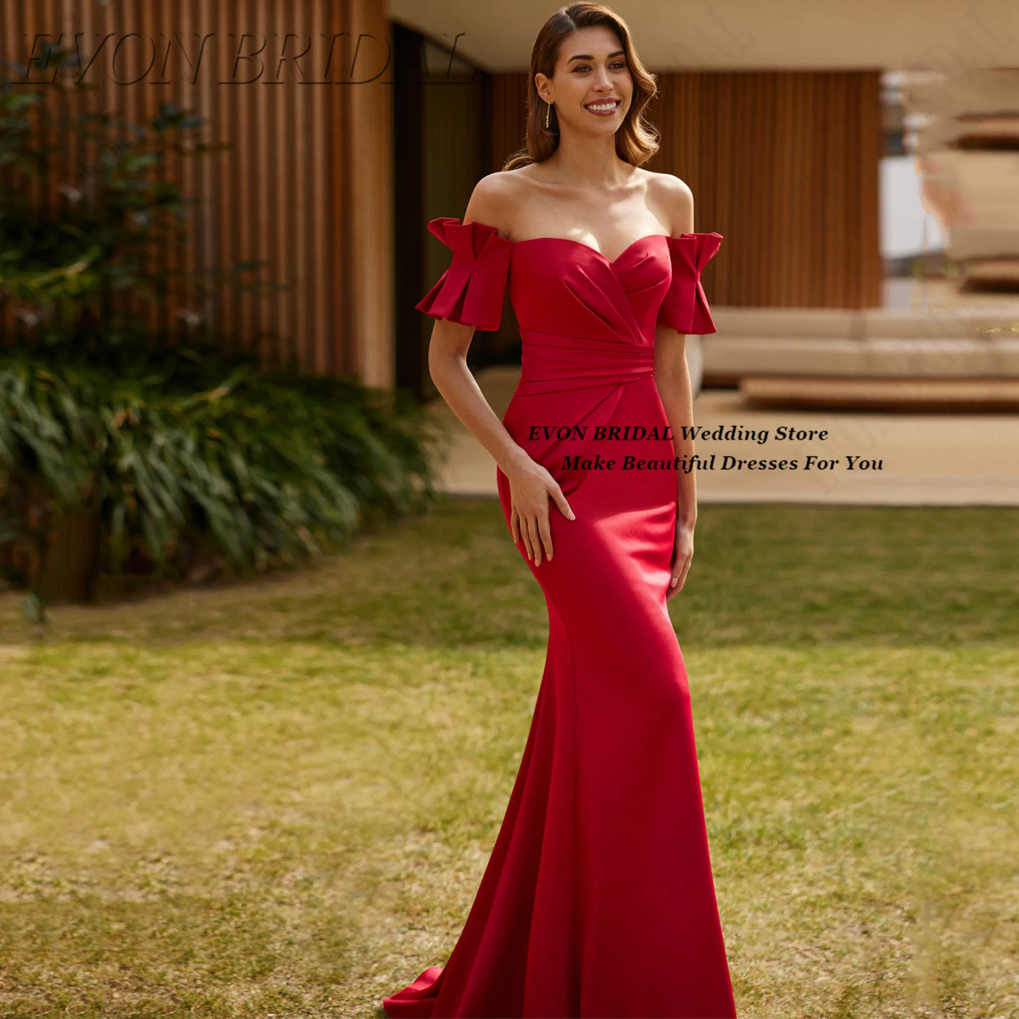 

EVON BRIDAL Вечернее платье с открытыми плечами для красной ковровой дорожки Изысканное вечернее платье для выпускного вечера Модное обтягивающее бедра فساتين условия проведения Customi
