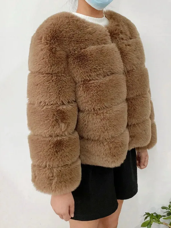 BWQ Frauen Faux Pelzmantel Herbst Winter Hohe Qualität Flauschigen Kurzen Mantel Faux TOP Pelz Jacke Damen Pelzigen Mode Tops Koreanische M9QW