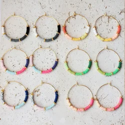 KKBEAD Polymer Clay Hoop Earrings for Women Jewelry Gift Boho Fashion Summer Heishi Beads Earring Jewellery