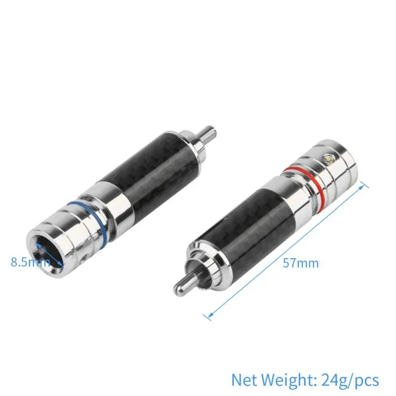 4 pçs rca plug alto-falante terminal conector de áudio fibra carbono cobre ródio ouro rca soquete amplificador home theater adaptador som