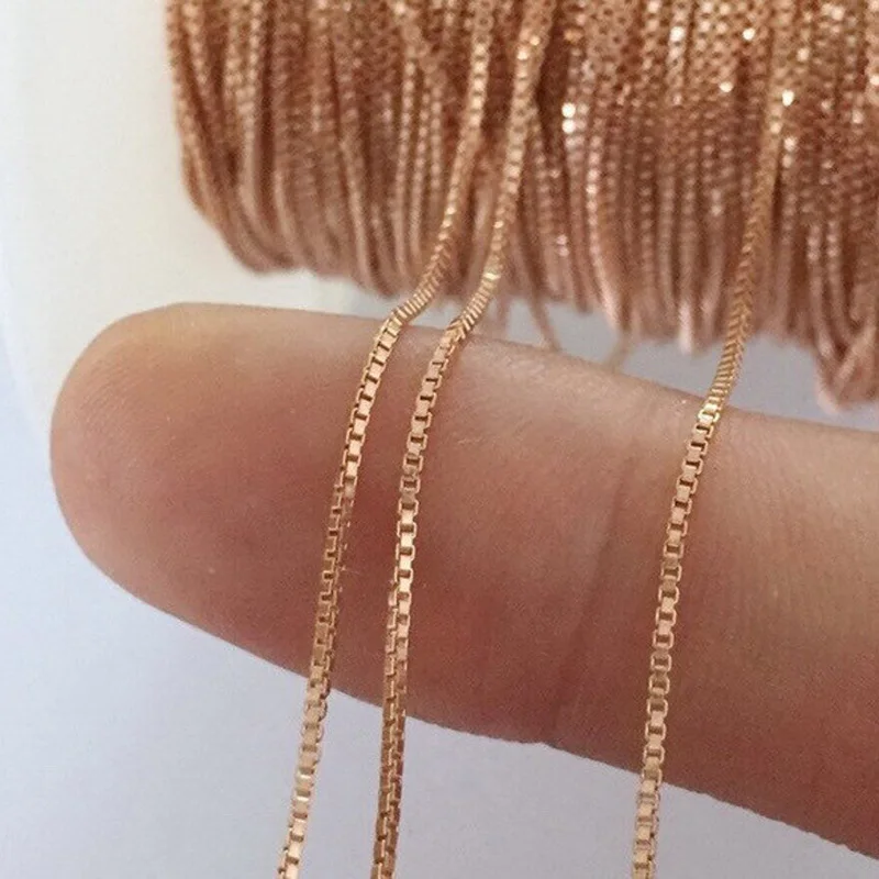 1 meter 14K Rose Gold Filled Box Chain Footage, Rose Gold Filled Bulk Chains, Unfinished Chains, Bulk Chain Jewelry Making