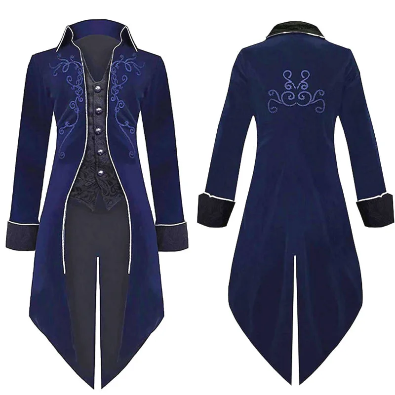 2025 novo loween fraque idade média retro longo punk traje masculino produção chinesa primavera temporada palco traje