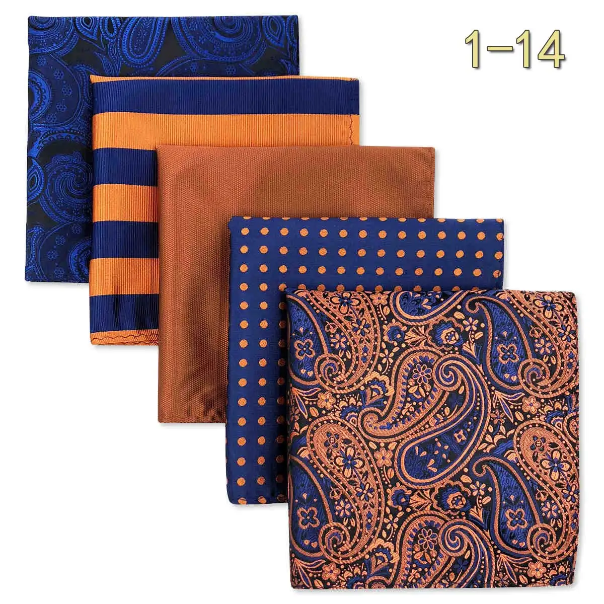 5 Pack Set Men's Pocket Square Handkerchief, Assorted Designs