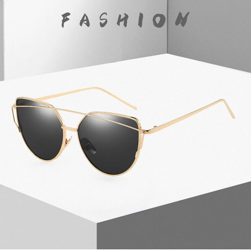 Klassische Cat Eye Damen Sonnenbrille Mode Metall Big Cateye Sonnenbrille weibliche stilvolle Sommerferien Sonnenbrillen – Detail 2