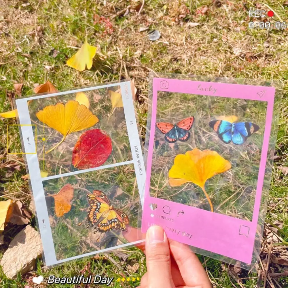 PET Decorative Stickers Transparent Bookmark Stickers Multipurpose Scrapbook Decor Stickers Set DIY Dried Flower Specimen