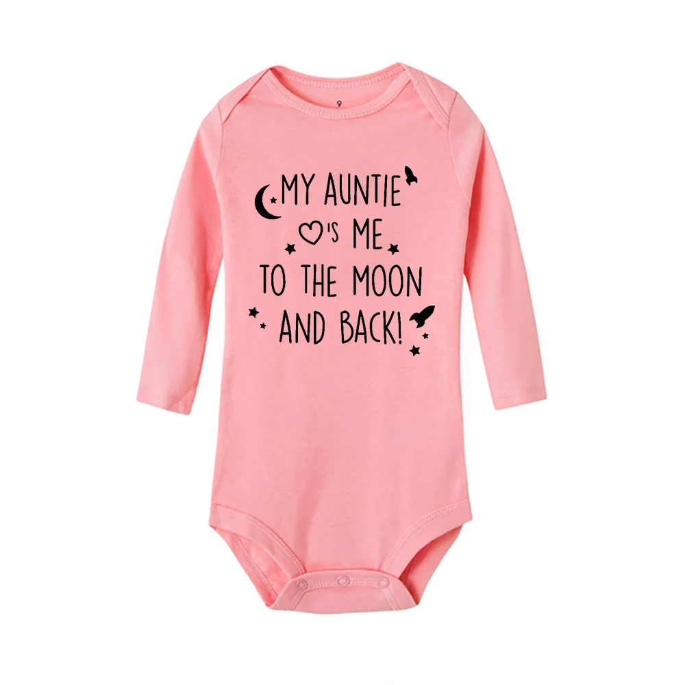 Newborn Baby Winter Rompers My Aunt Loves Me To The Moon and Back Boys Girls Toddler Infant Long Sleeve Bodysuits Clothes Ropa