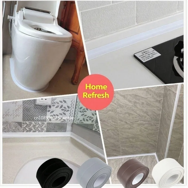 Nastro sigillante per bagno Nastro sigillante autoadesivo per lavello da cucina a prova di olio Striscia sigillante per mastice Adesivo da parete per doccia impermeabile in PVC per angolo WC