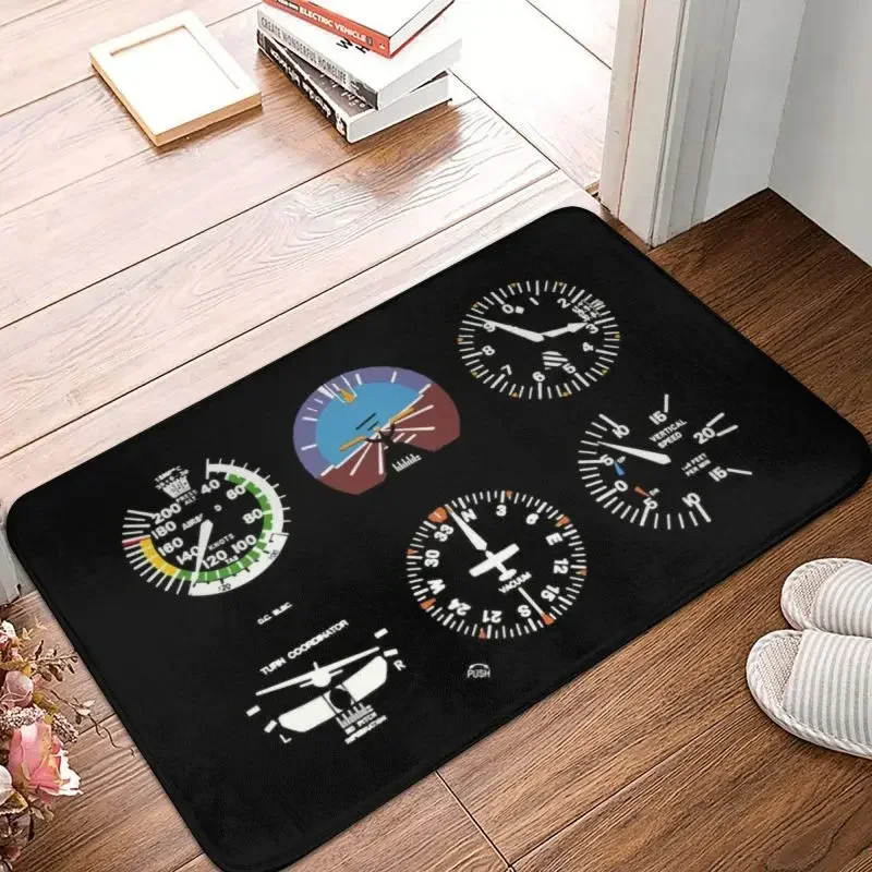 Cockpit Six Dials Flight Simulator Pilot Floor Door Bath Kitchen Mat Airplane Aircraft Doormat Living Room Entrance Carpet Rug