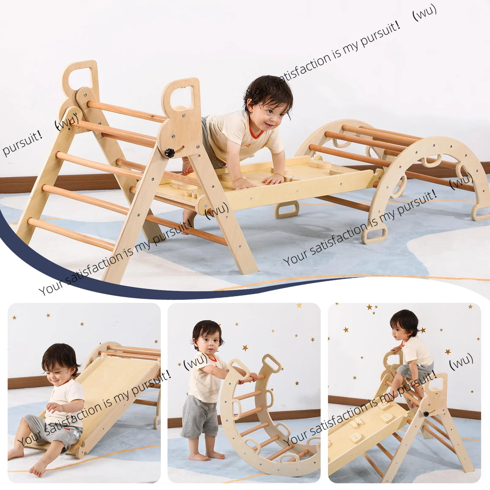 

Простая детская рама для скалолазания из цельного дерева, бытовая деревянная комбинация для скалолазания