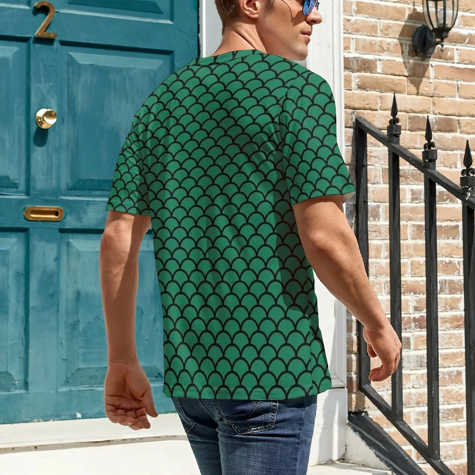 Emerald Black Mermaid Scale T Shirt For Man  Design O Neck T-Shirts Beach Vintage Tops Short-Sleeve Funny Oversized Tee Shirt