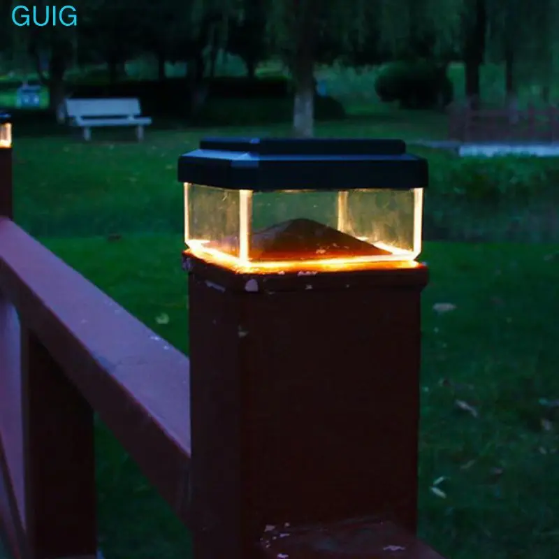1/2/4PCS Solar Pillar Lights LED Square Fence Post Light Warm Lamp Outdoor Lighting Pillar Outdoor Solar Lamp for Garden view 2