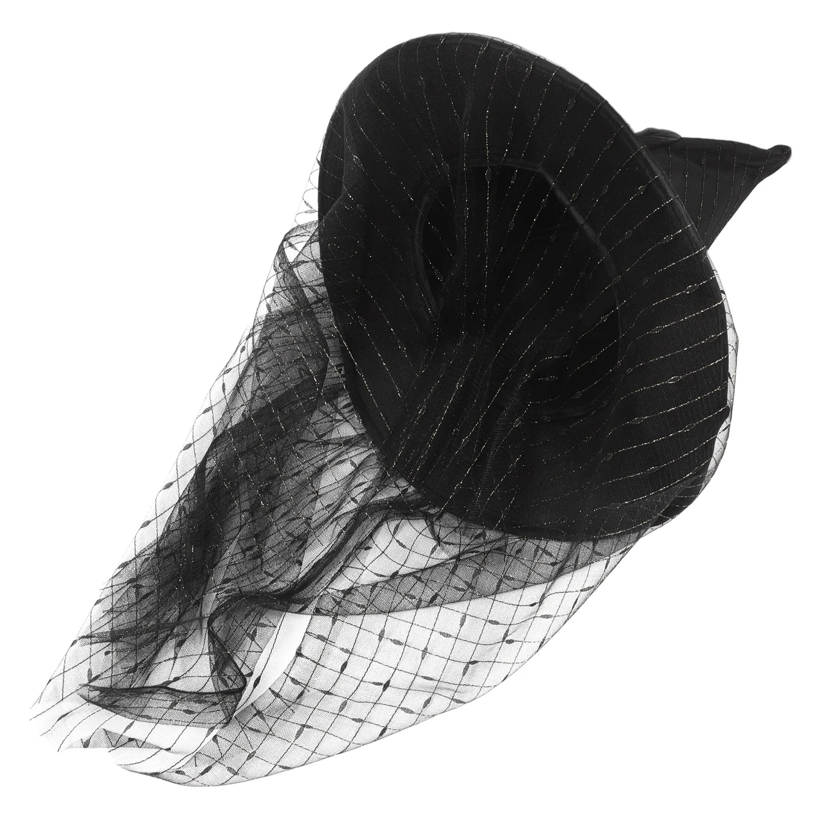 

Lightweight Halloween Witch Hat Gold Striped Lace Veil Party Costume Cosplay Decoration Performance Photo Prop