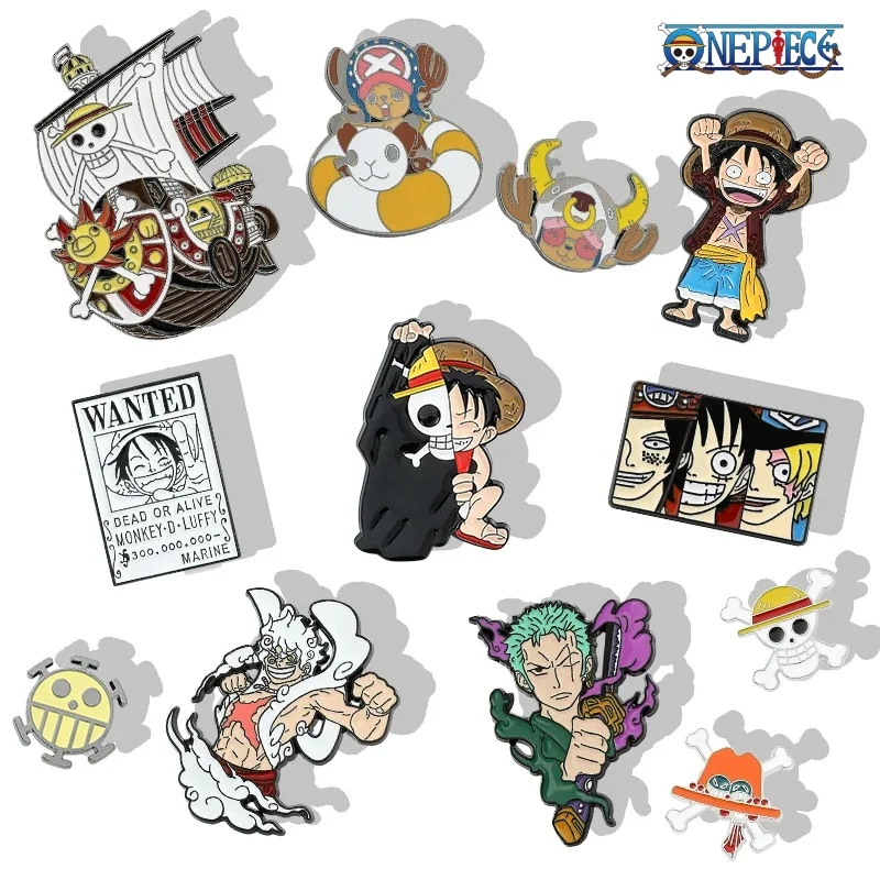 

One Piece Enamel Brooches Cartoon Luffy Zoro Nami Chopper Sanji Usopp Anime Action Figures Metal Badge Backpack Lapel Pins Toys