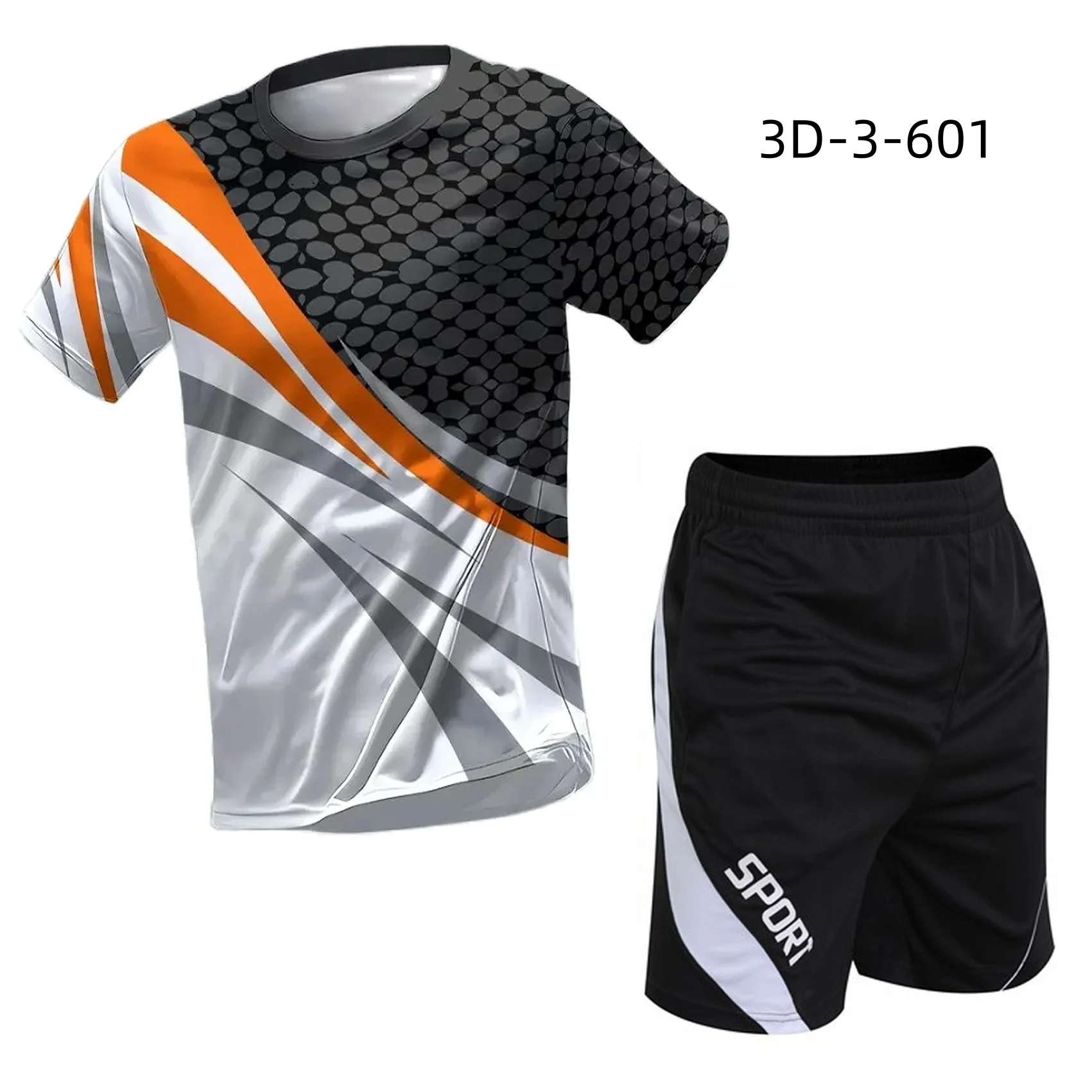 Men's two-piece set, plus size, quick drying, comfortable short sleeved shorts set, men's casual sports, running, fitness T-shir