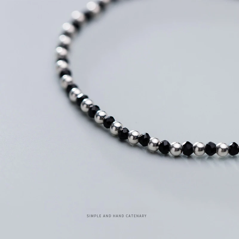 Modian Fashion Black Crystal or Ball Strand Bracelet for Women 925 Sterling Silver Simple Bracelet Fine Jewelry Gift 2020 New