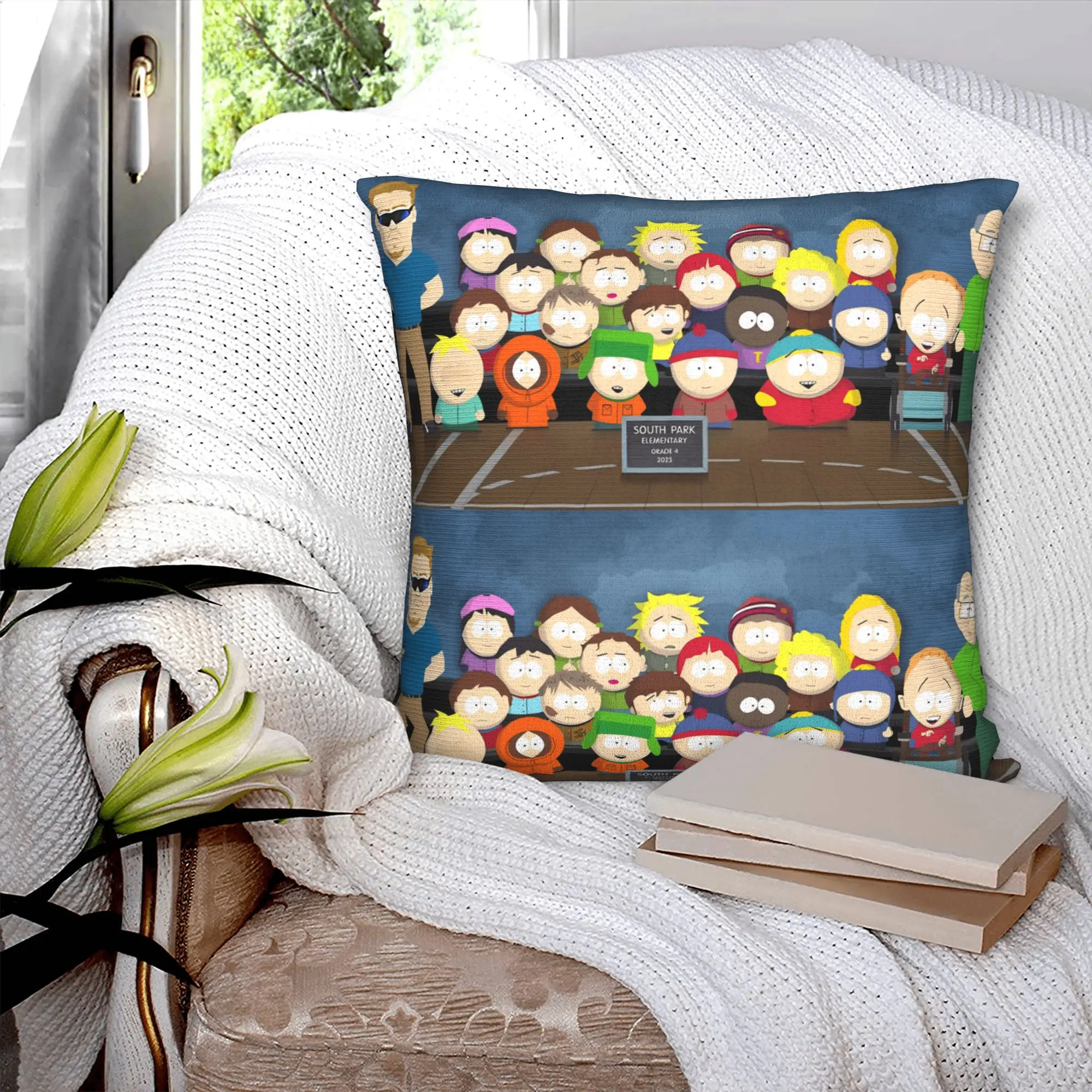 South's Park Pillow Covers for Living Room Cute Funny Cartoon Nordic Cushion Cover Square Pillowcase