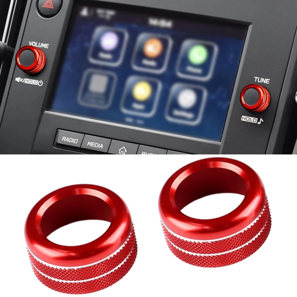 3PCS Car Volume Control Switch Knob Trim Cover Ring for Subaru Crosstrek 2023 2024 Aluminum Alloy