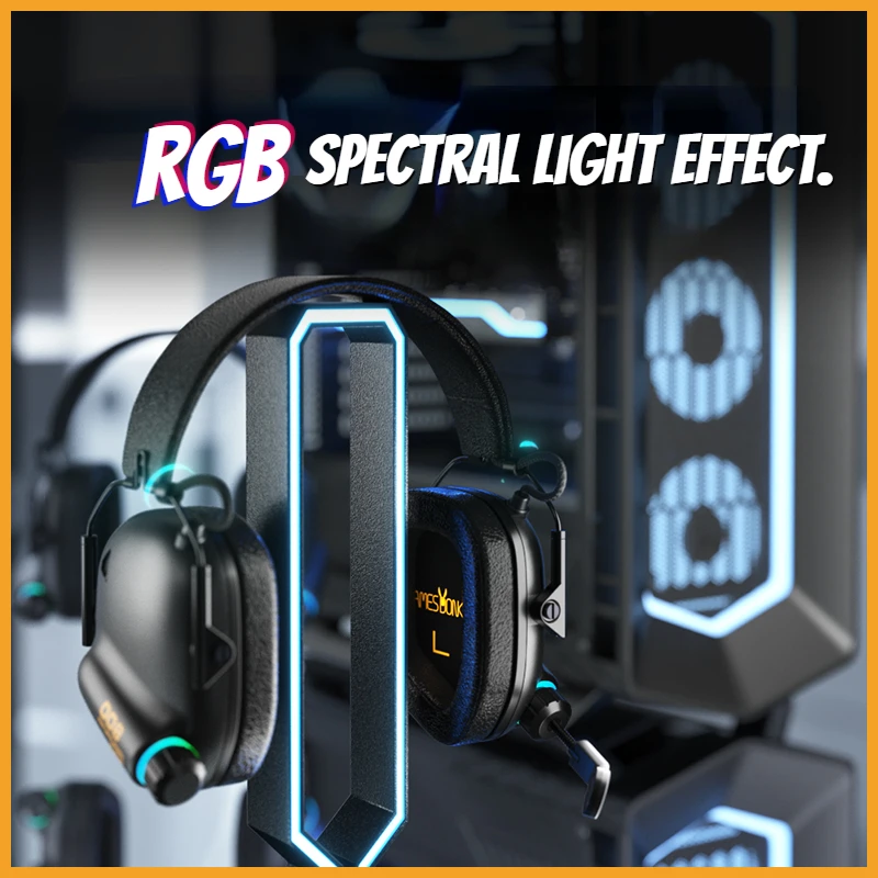 ECHOME Tactical Wired Headphone 7.1Surround Sound Gaming Headset with Noise-Canceling USB Microphone RGB Backlight for PC Laptop