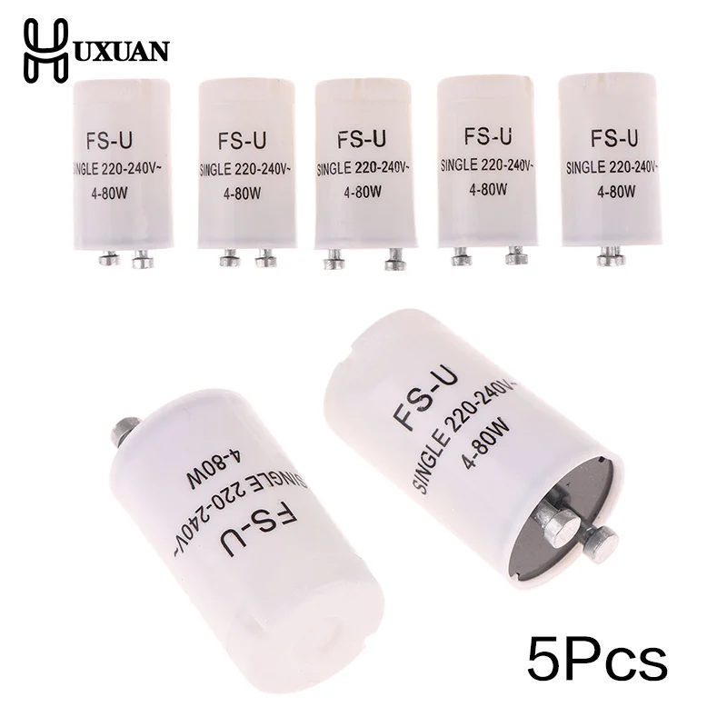 5Pcs High-quality Fluorescent Starters AC220V-240V 4-80W Fluorescent Tube Fuse Starter CE Rohs Fuse Starters